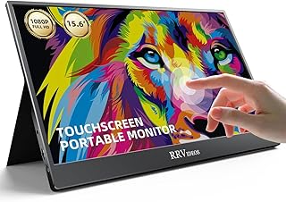 RRV 15.6 Touchscreen Monitor, 1080P Portable Monitor with IPS Touchscreen Display 1000:1 Display 100%RGB Dual Speakers Second Screen Extender for Laptop PC Phone Mac Xbox PS5 Switch-Upgraded
