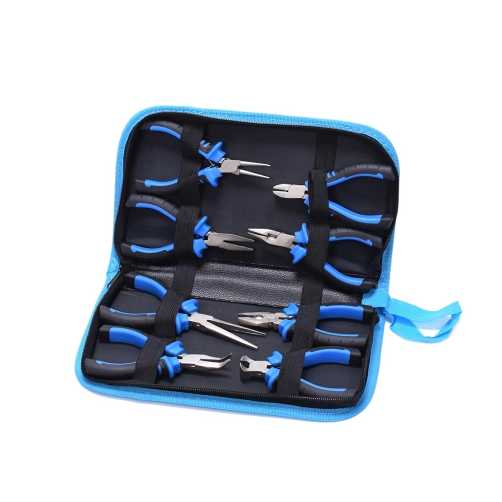 PezziPinze per Creazione Gioielli Set di 8 mini pinze con borsa portautensili, set for gioielli, a becchi lunghi, tronchesi, ganasce in nylon, precisione da 4,5 pollici(Type 1)