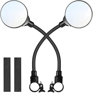 Allem 2 Packs Bike Mirror Bicycle Wide Angle Rear View Safe Glass Mirror Support 360 ° Adjustable Rotatable for Mountain Road Bike Electric Motorcycle with Free Bicycle Stickers
