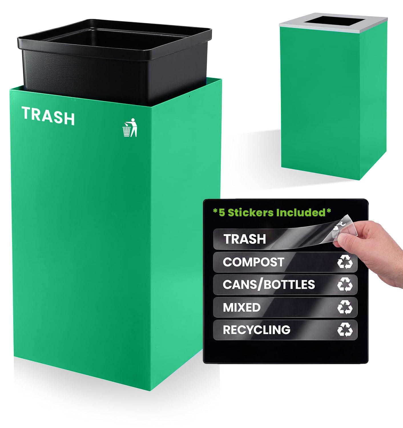 Poubelle de recyclage de bureau en métal pour simplifier le tri des déchets d'équipe