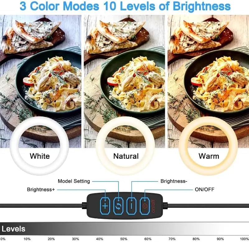 Overhead Phone Mount with Ring Light, 6.5in LED Selfie Ring Light for Desk,,Adjustable Phone Mount,for Video Recording,Live Stream,Cooking Video - Image 2