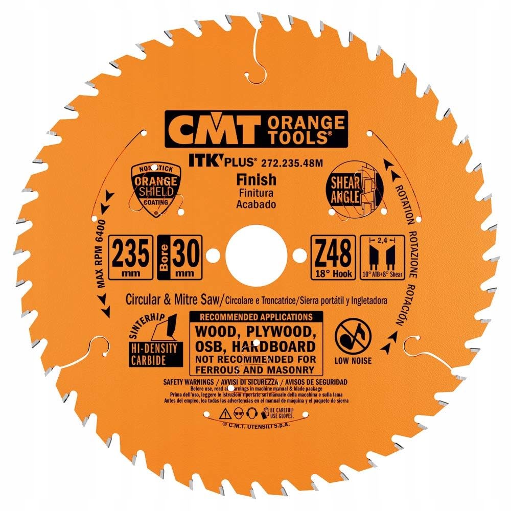 Cmt Orange Tools Orange Cmt 272.235.48M – Itk Plus Finish Saw Blade Hw 235X2.4x30(+25) Z=48 Atb+Shear