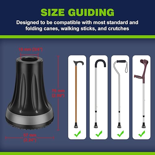 Miniatura 2 de supregear Puntas de bastón de 34 pulgadas (paquete de 2), almohadilla de goma de repuesto antideslizante para todo terreno, resistente, 0.75