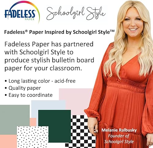 Miniatura 2 de Fadeless Schoolgirl Style - Papel para tablón de anuncios, estilo retro, 48 pulgadas x 12 pies, 1 rollo