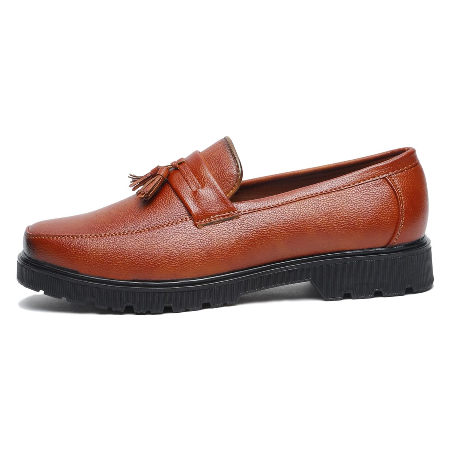 MUTAQINOTI Mens Sedona Tan Vegan Leather Shoe Gothic Platform Handcrafted Formal Tassel Moccasins British Style Shoes for Men Officewear Slip-on (Size-7 UK) (PSNDMCTA) (B0BKSQ1H6H) Amazon Price History, Amazon Price Tracker