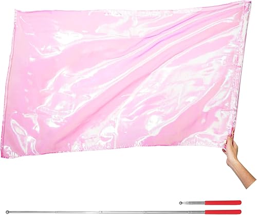 Miniatura 2 de Banderas de adoración con varillas flexibles, banderas rectangulares de poliéster sólido de 45 pulgadas para danza al aire libre, banderas de baile