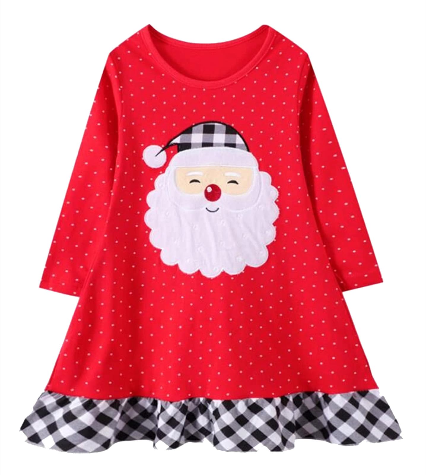 HILEELANG Toddler Girl Christmas Dress Long Sleeve Fall Winter Cotton Casual BasicTunic Shirt Dresses