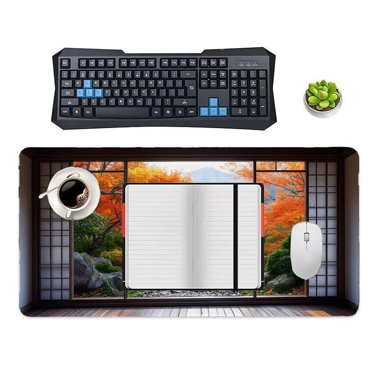 Tappetino Mouse Gaming XXL 1600 x 800 mm Tappetino Antiscivolo Sottomano Da Scrivania Per Mouse e Tastiera, Con Base In Gomma Antiscivolo, Lavabile, Mouse Pad Giapponese giardino, Regalo per Uomo L837