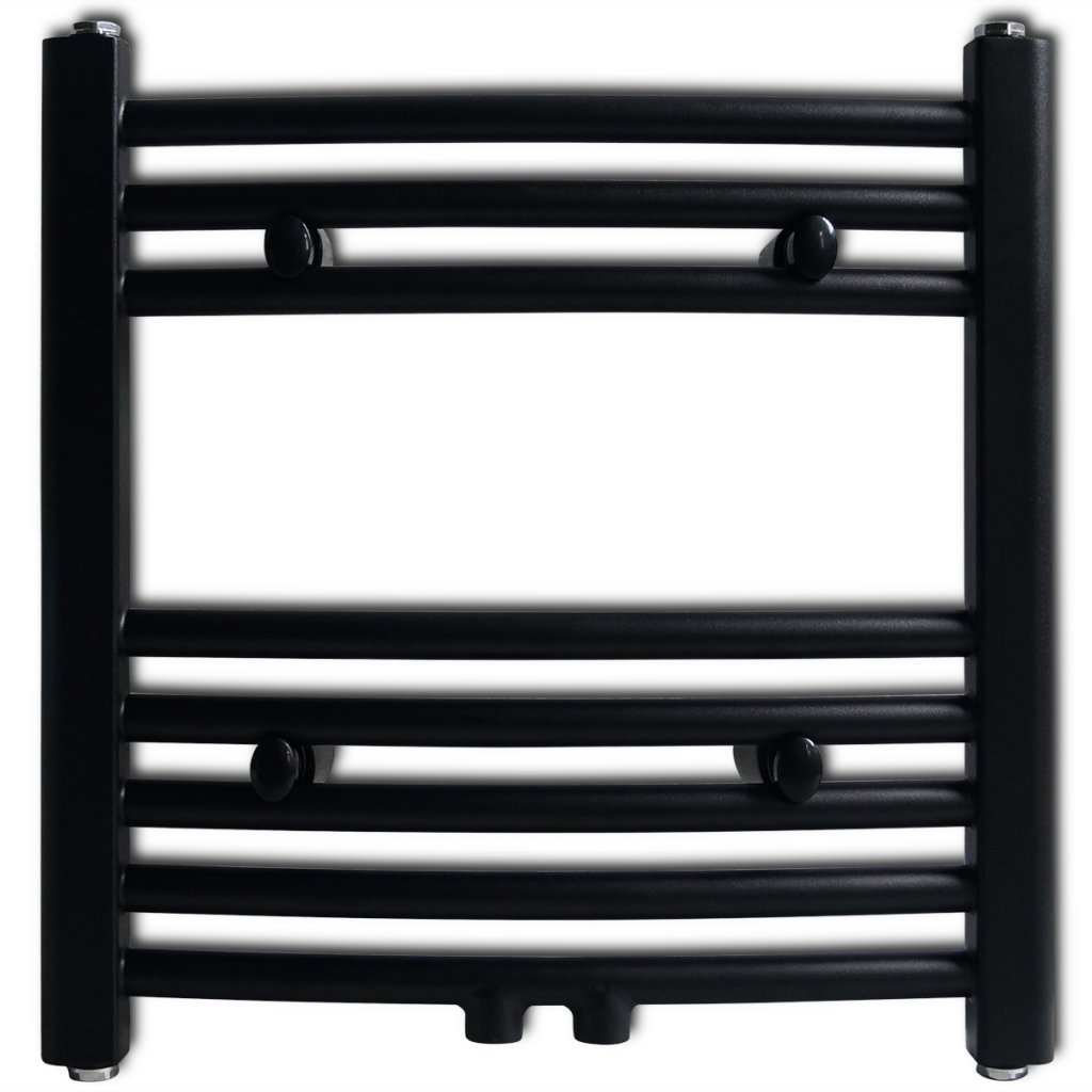 Festnight Radiador Toallero Curvo Calefactor Central de Baño 480 x 480 mm Color Negro