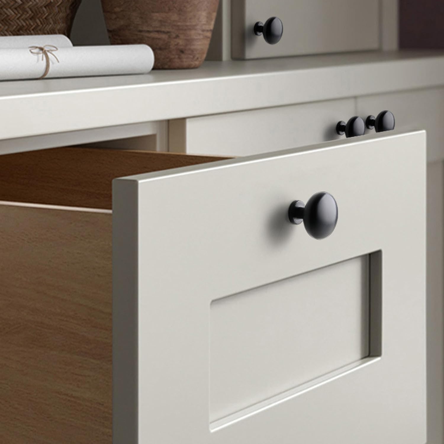QZKJQDD 2 Pack Black Cupboard Knobs, Single Hole Cupboard Handle - Image 3