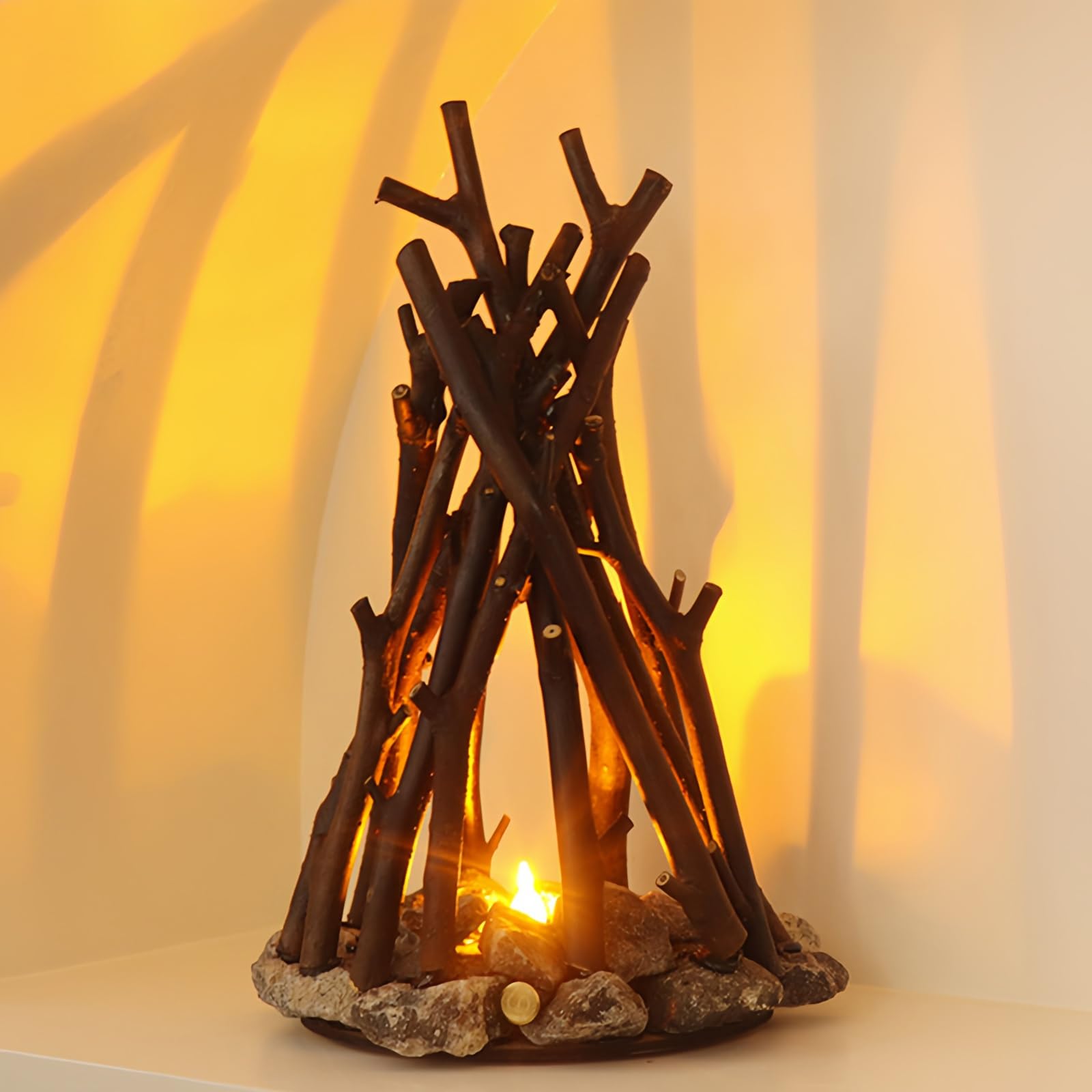 lampada retrò a effetto falò con luce LED ricaricabile, effetto falò da campeggio, forma di ramo d'albero, 3 modalità, sicura per interni ed esterni, per tavolo, casa, decorazione natalizia'