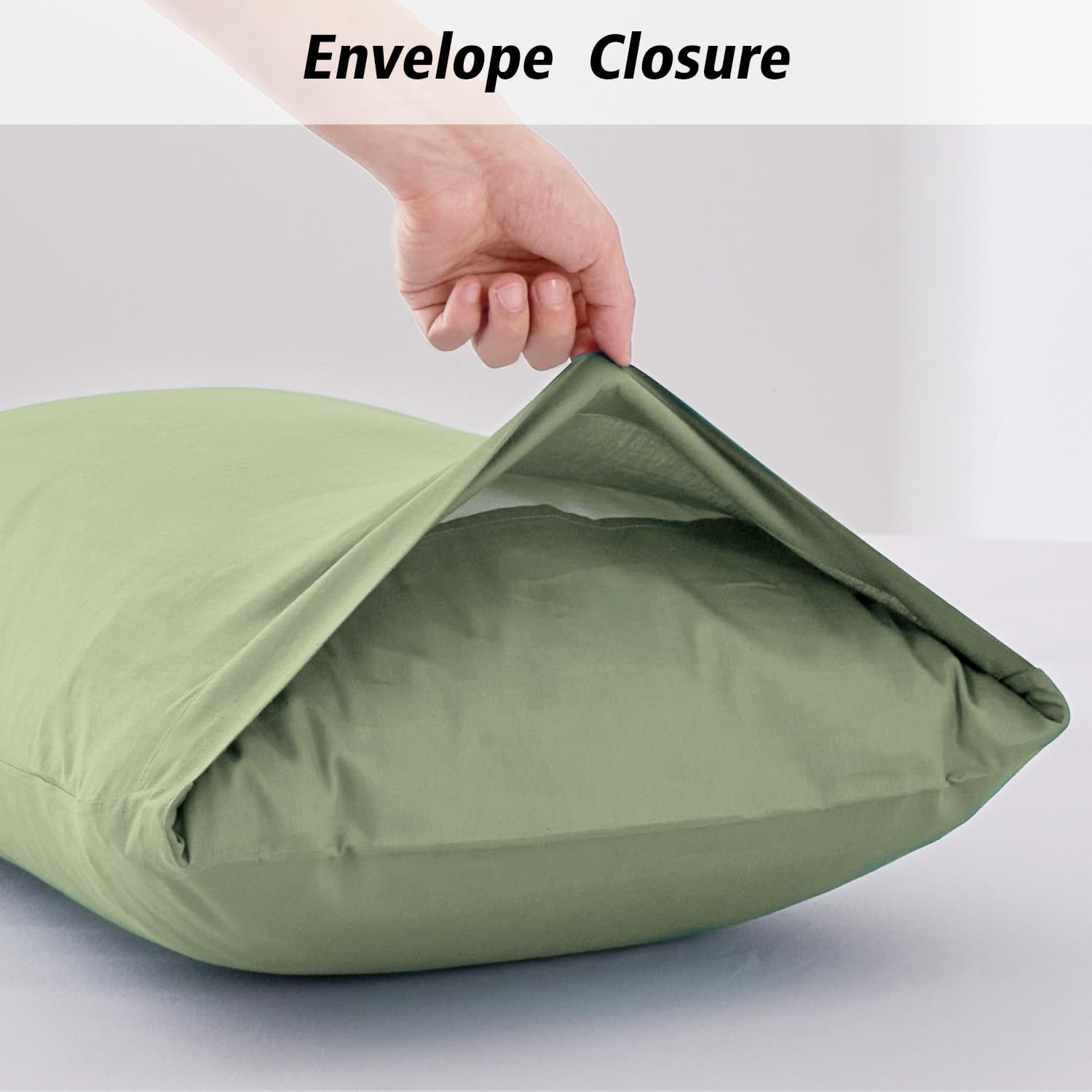 Lirex 2 Pack Pillow Cases,100% Cotton Breathable Pillowcases,20"X 36" King Standard Size,Green - Image 4