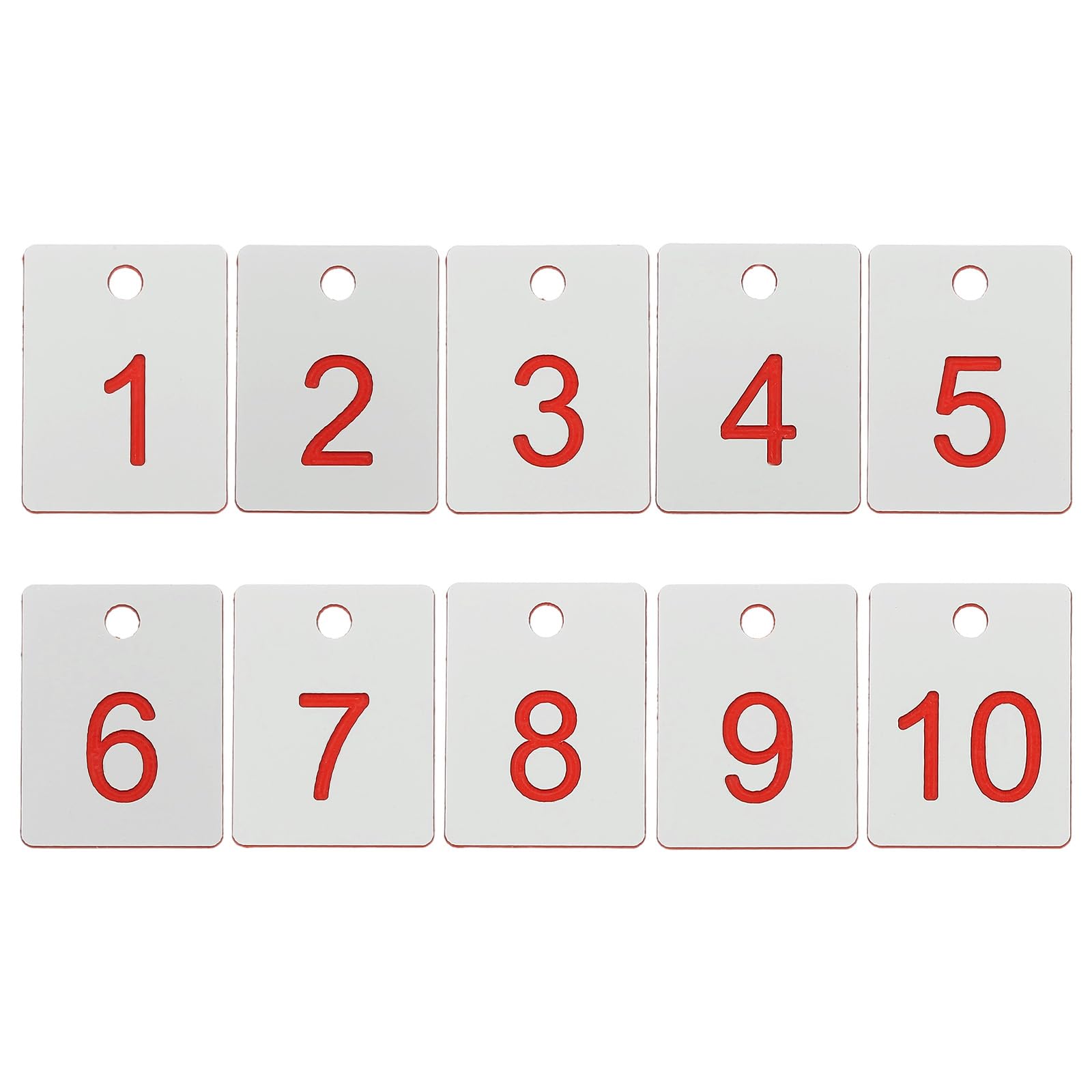 PATIKIL 10個入り 番号札 席札 3x4CM 数字1-10 テーブル番号 座席カード プラスチック製 穴付き 耐候 防水 座席番号 結婚式 衣類ラベル ホワイト