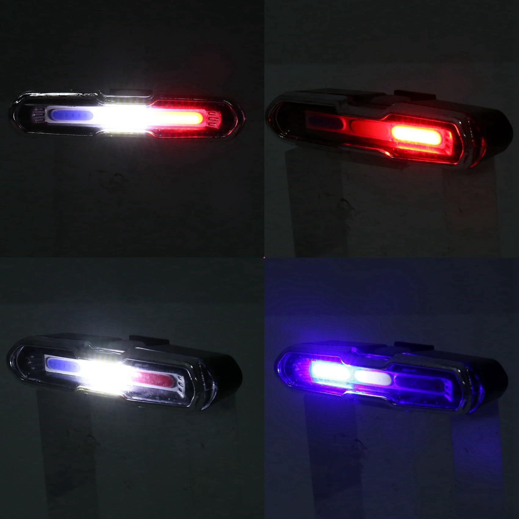 20X Feu Arriere de Velo Rechargeable USB Batterie au Lithium LED Velo Feu Arriere Lampe de Casque de Velo Support de Lampe de Velo Rouge-Blanc-Bleu Couleur de Lampe