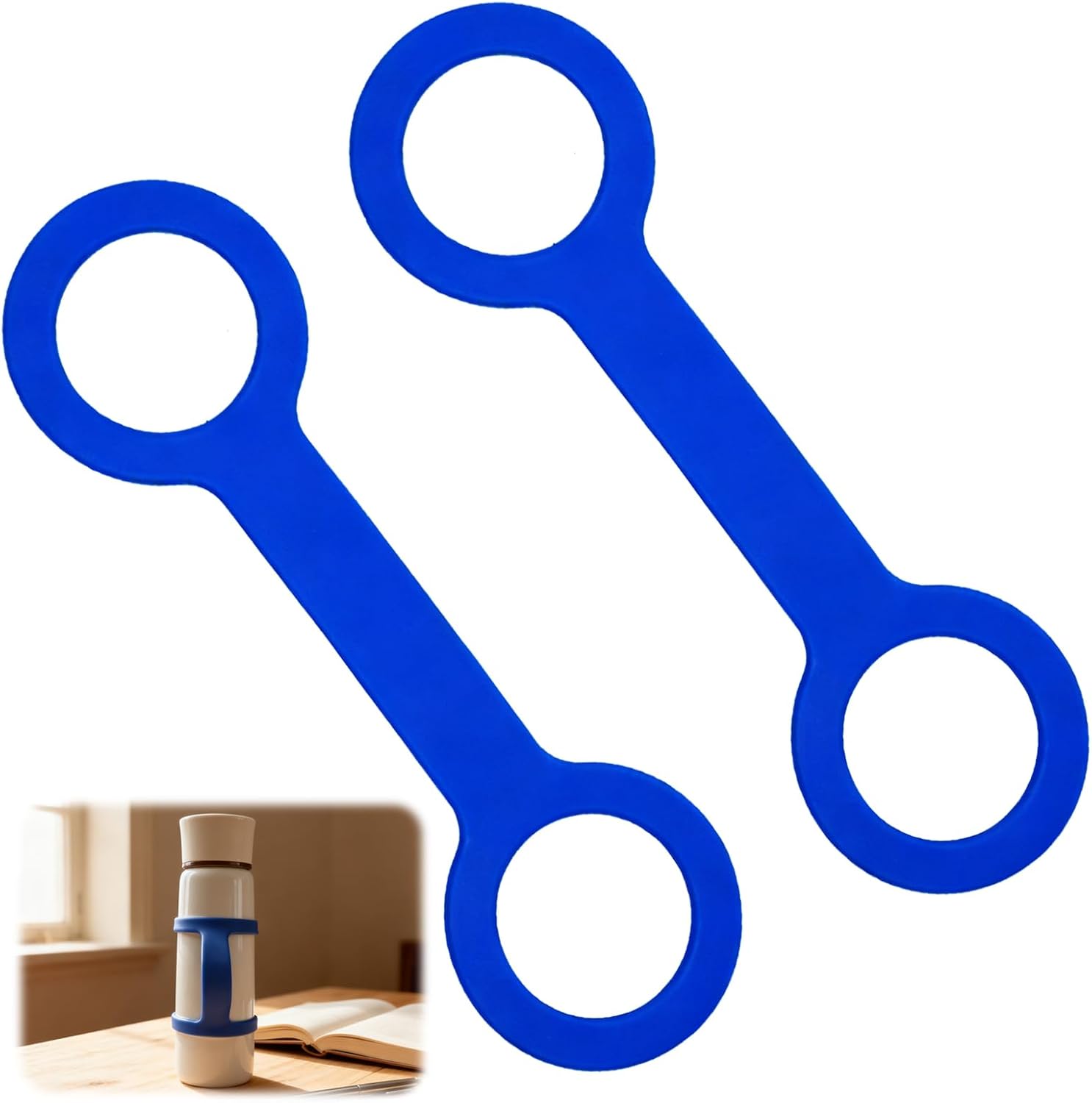 2 Pack Water Bottle Accessories Carrier Grip, Non-Slip Silicone Handle Strap Makes Any Bottle Handheld, Soft Band Holder for Gym During Workouts (Blue 2pcs) - Image 7