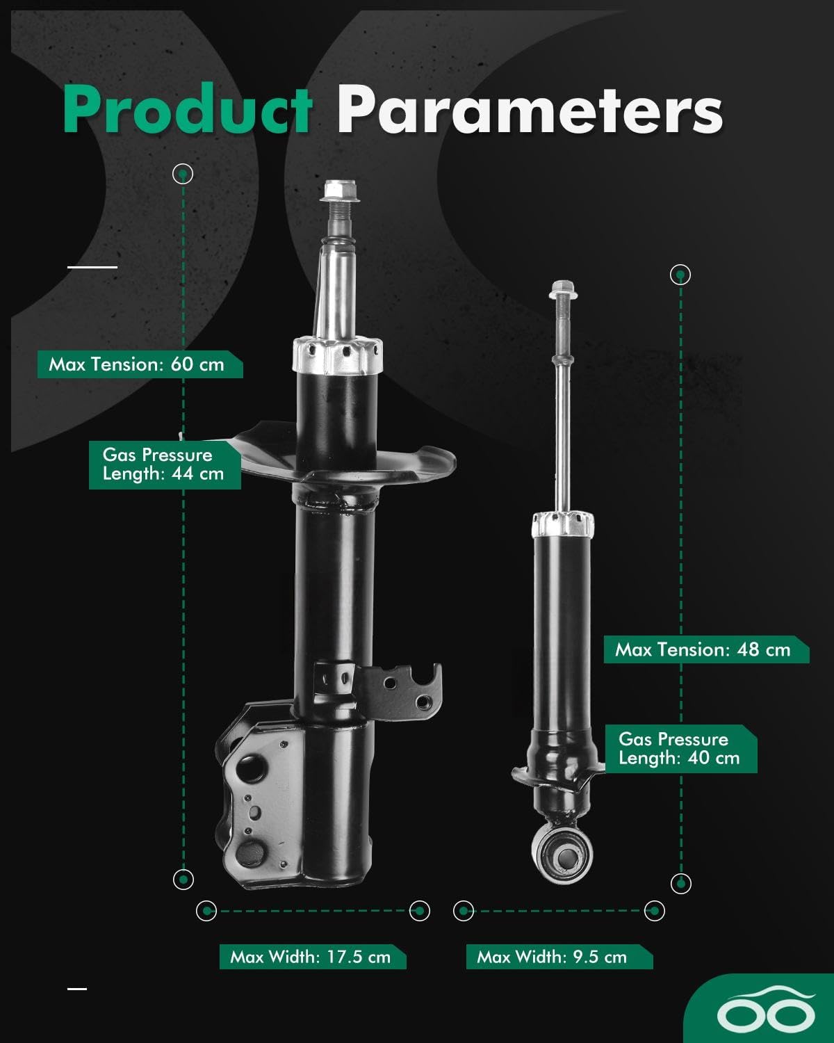 SCITOO Shocks Absorbers, Front Rear Gas Struts Shock Absorber Fit for 2003 2004 2005 2006 2007 2008 for Toyota Matrix,2003 2004 2005 2006 for Pontiac Vibe 235704 72117 344613 71375 Set of 4