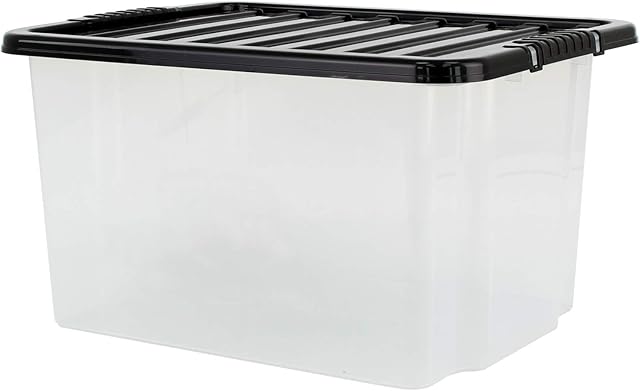 Clear Plastic 35L Storage Container Box Drawer Lid Home Wardrobe Shoes Kids Toys (1)