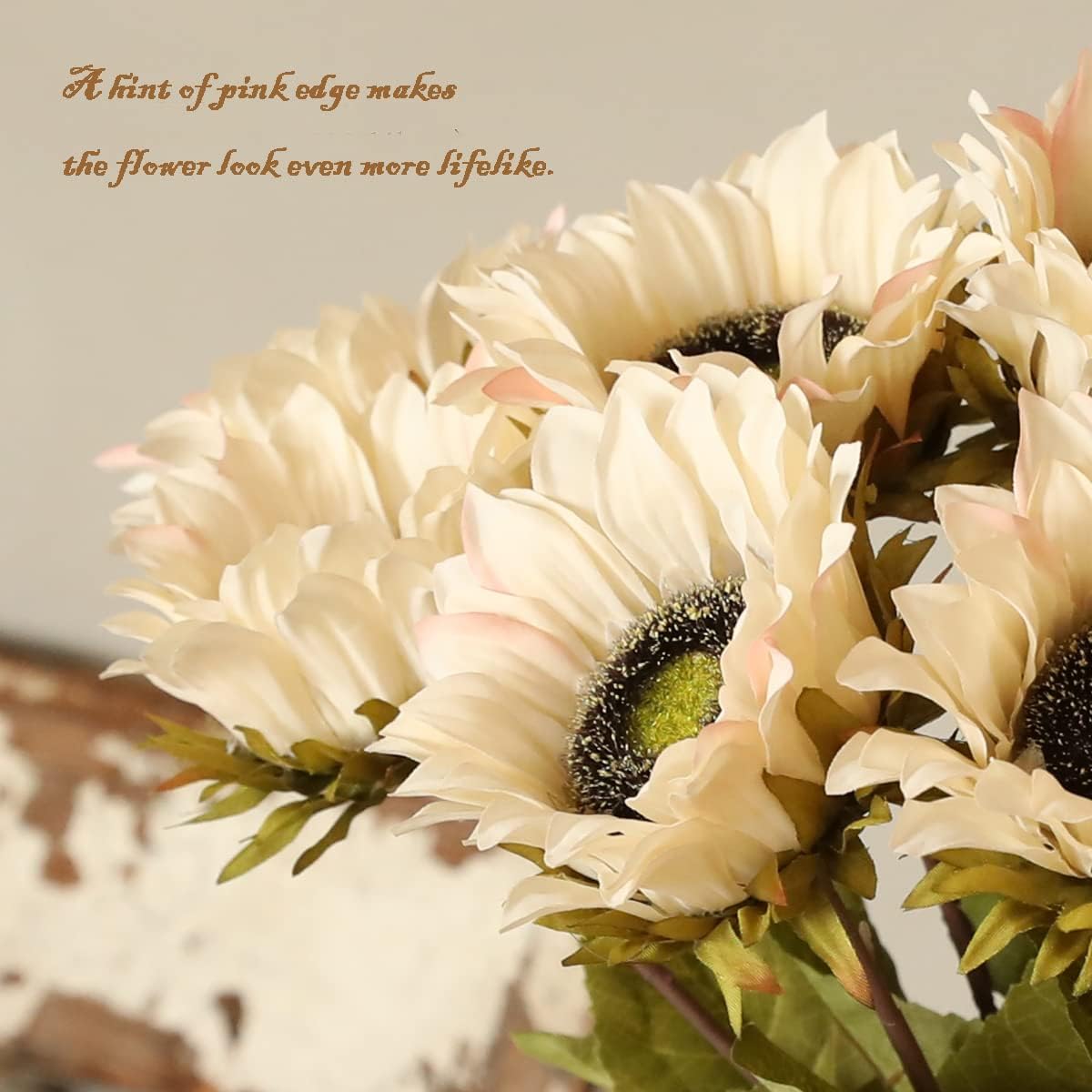 Laelfe 7PCS White Sunflowers Artificial Flowers, Fake Silk Sunflower with Stem Vintage Fall Flower Decorations for Autumn Home Wedding Party Birthday Bulk Single - Image 5