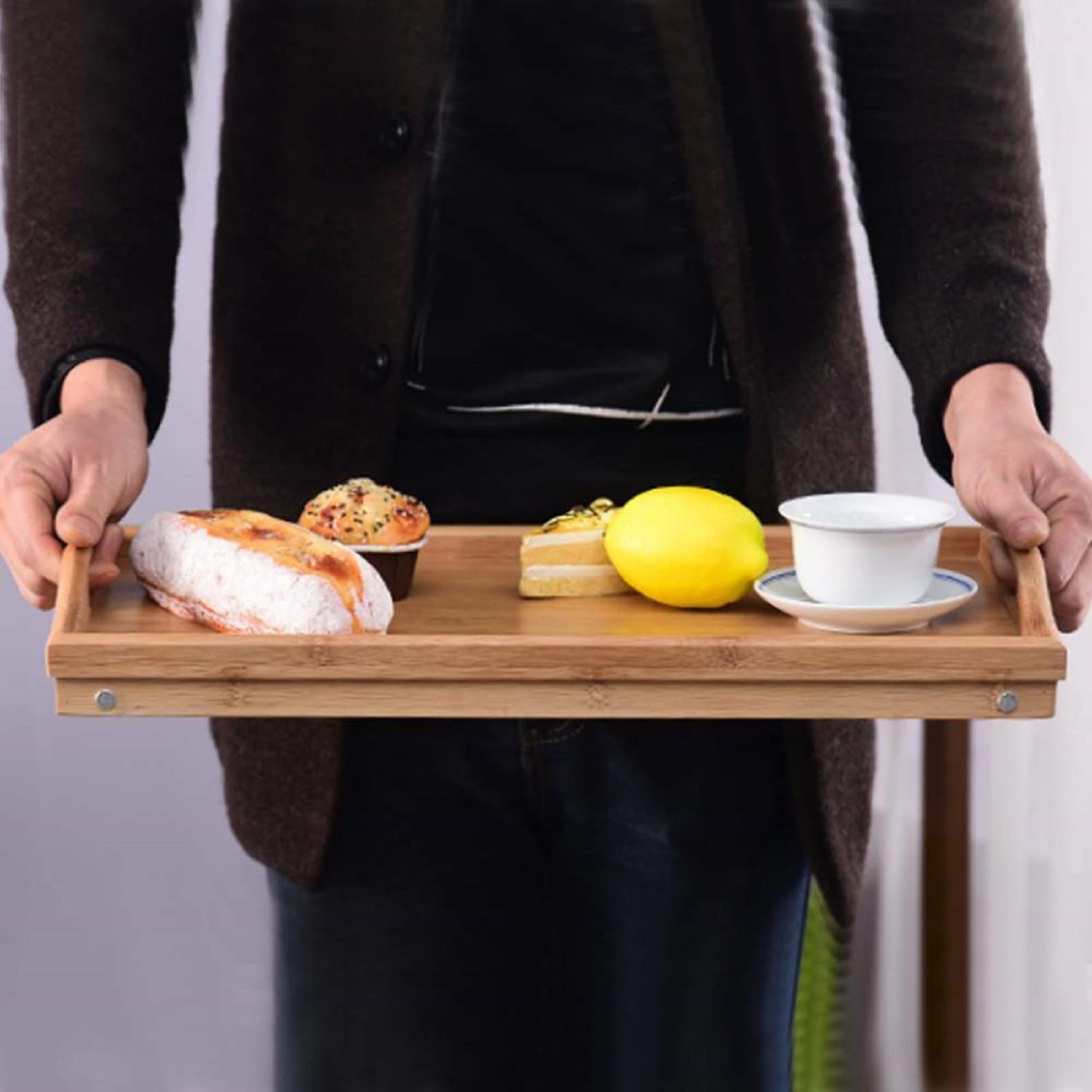 Trintion FrüHstüCkstablett FrüHstüCkstisch Mit Tischbeine Klappbar Tablett Bett Auch Als Lapdesk Notebook Betttablett 50 X 30 X 24 cm