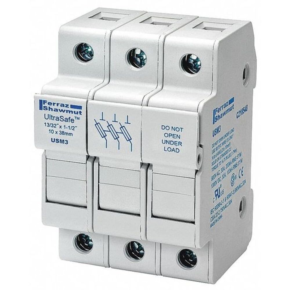 Mersen USM UltraSafe Recommended Midget Fuse Block Holder, 3 Ampere 3 Pole