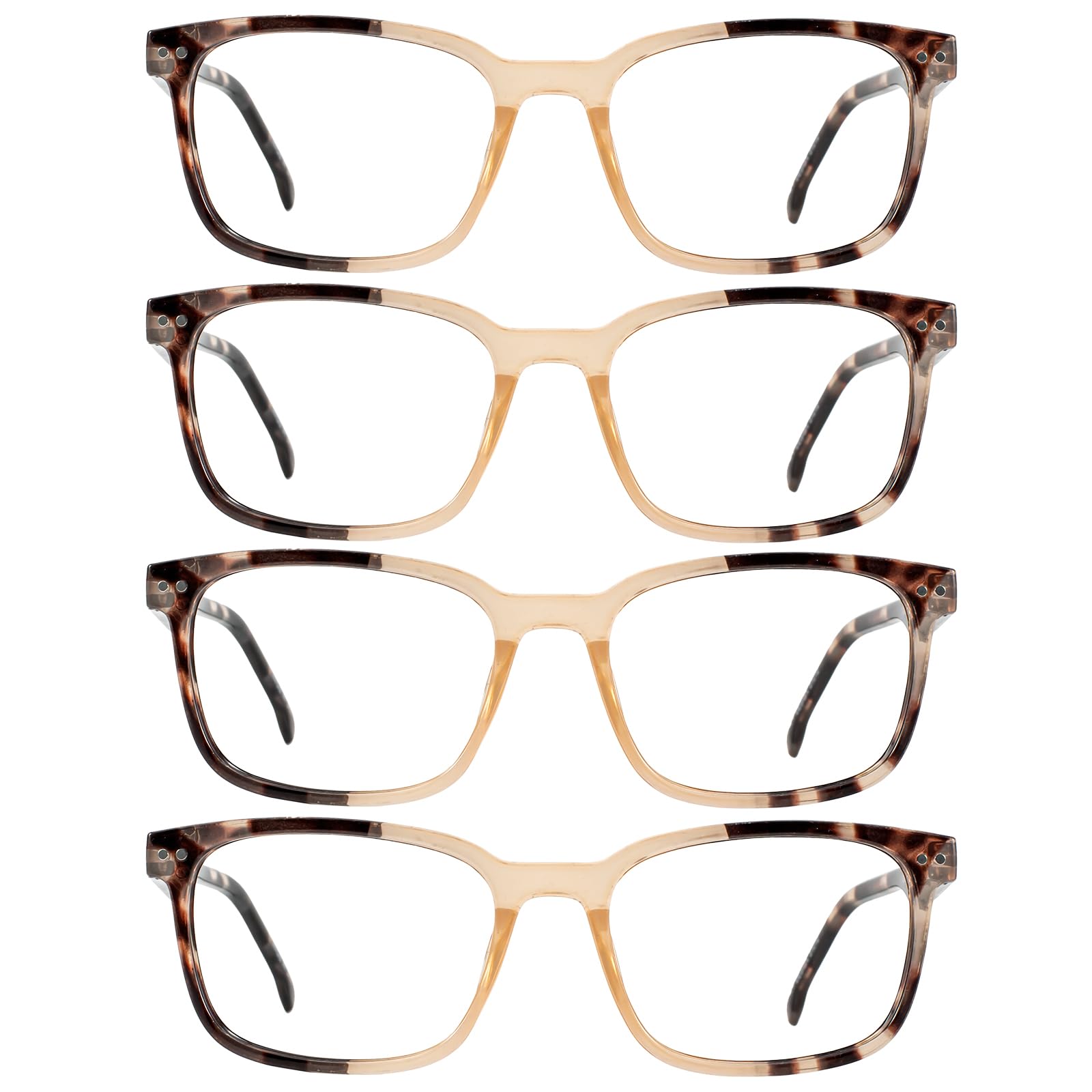 4 Packs Reading Glasses for Women Large Readers with Spring Hinges 1.0 1.25 1.5 1.75 2.0 to 4.0 Brown Tortoise*4 4.0 x