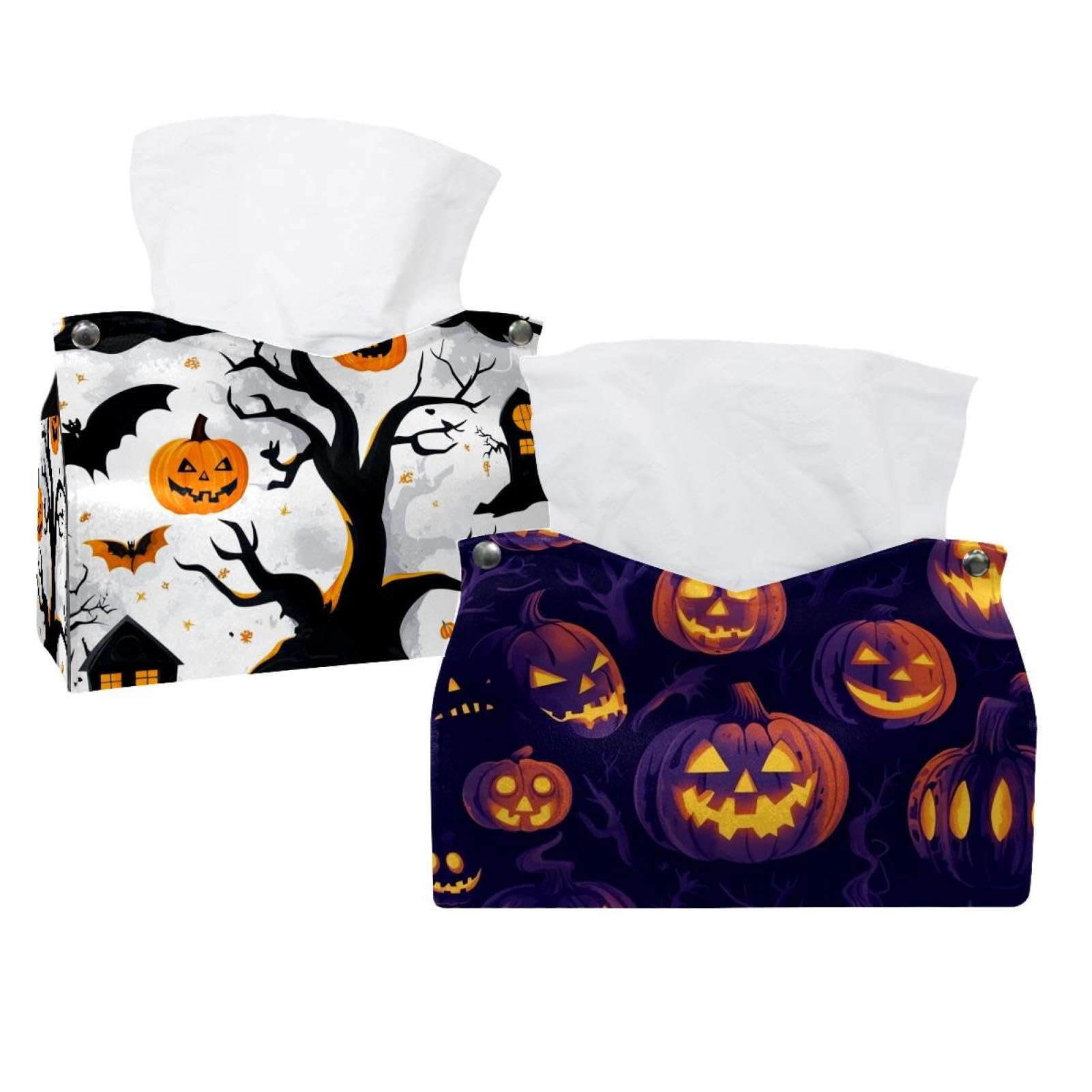 2 pack Halloween Bats Candies Pumpkins Tissue Box, Hotel and Restaurant Paper Towel Box
