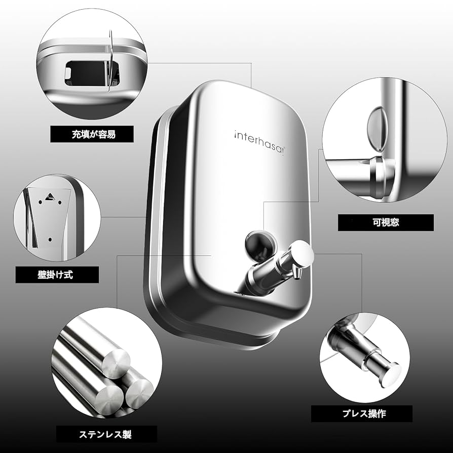 シャンプーディスペンサー 壁掛け ソープディスペンサー 自動 500ml img59821933.jpg