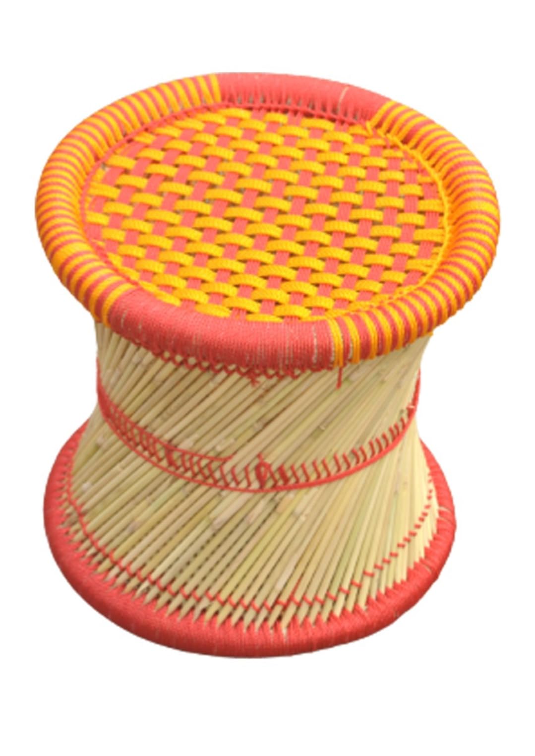 AJMERI MUDDA and HANDICRAFTS 12X16 Inch Eco-Friendly Natural Bamboo Cane Bar Stool Mudda/Muddi Sitting Stool Living & Bedroom Stool(Multicolor, Pre-Assembled)-image-41