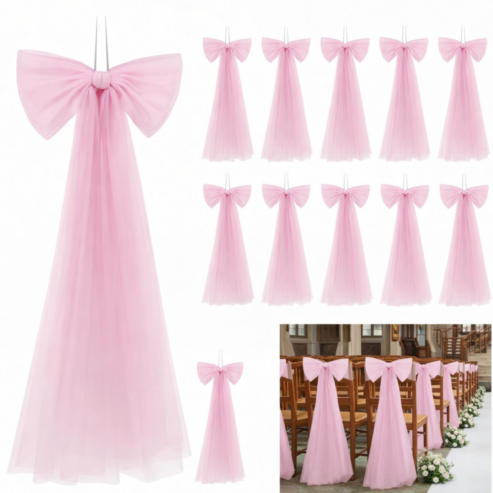Photo 1 of Zeyune 12 Pcs Large Bow Party Decorations 13.4 x 28.7 Inch Hanging Bow for Baby Shower Birthday Girls and Boys Bachelorette Wedding Ribbon Bows for Gift Wrapping DIY Craft Party(Pink)