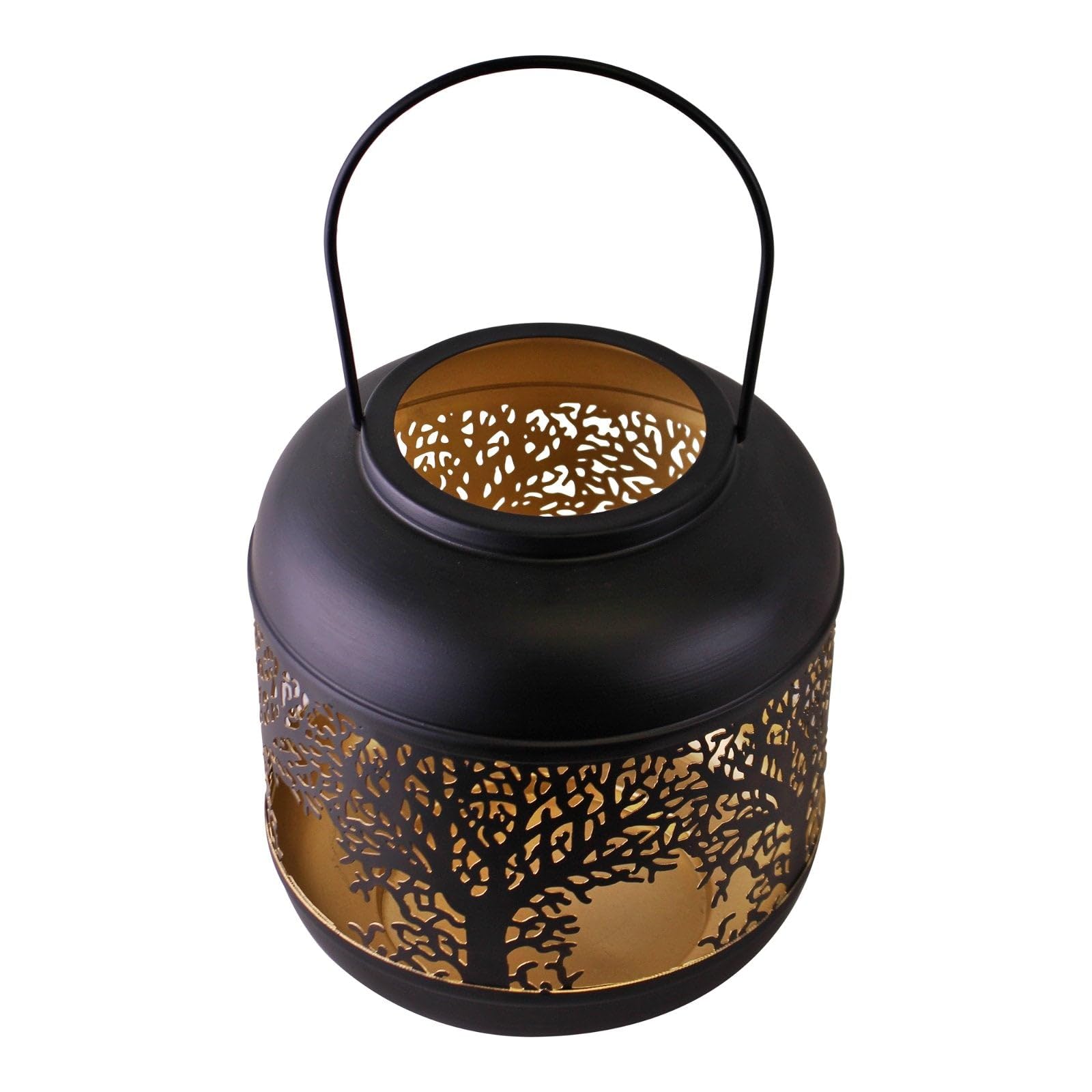 Sil Interiors Multicolor Extra Large 22Cm Tree Of Life Black Iron Silhouette Candle Holder Lantern, M, Jns_477664