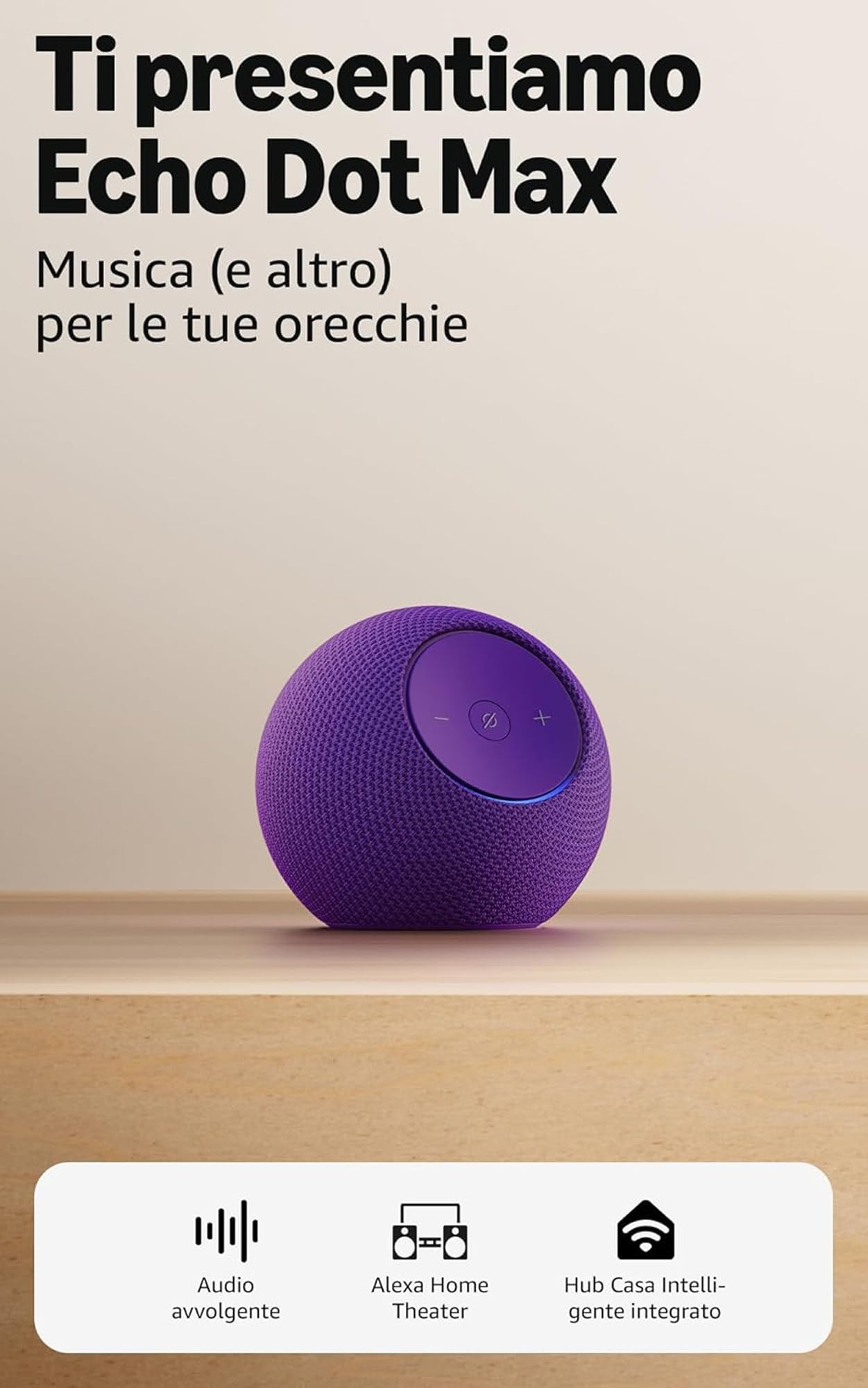 Amazon Echo Dot Max (ultimo modello) | Ametista + Philips Hue White Lampadina LED Smart (E27), compatibile con Alexa - Kit di base per Casa Intelligente