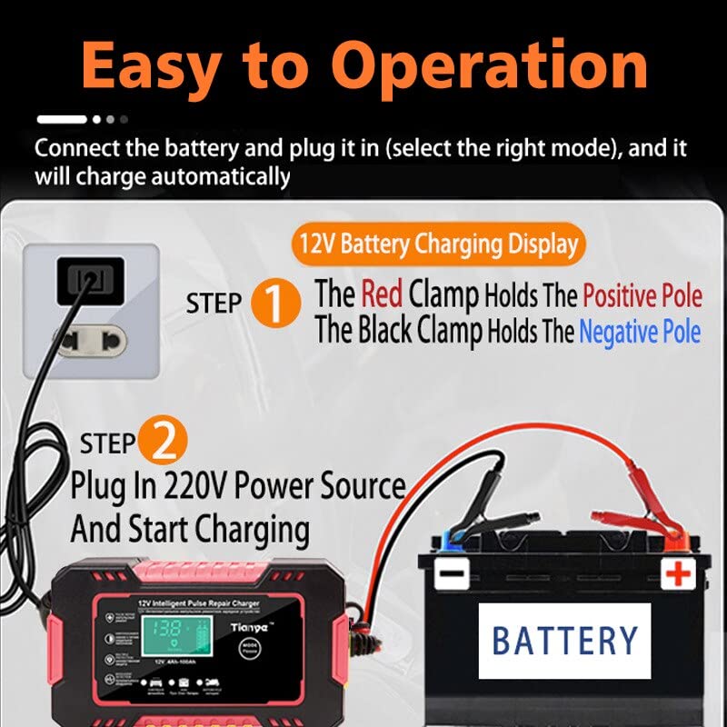 Cargador Baterias Coche Cargador de batería de coche completamente automático Cargador de batería de pantalla digital de 12 V Cargadores de reparación de energía Cargador BateríA Coche
