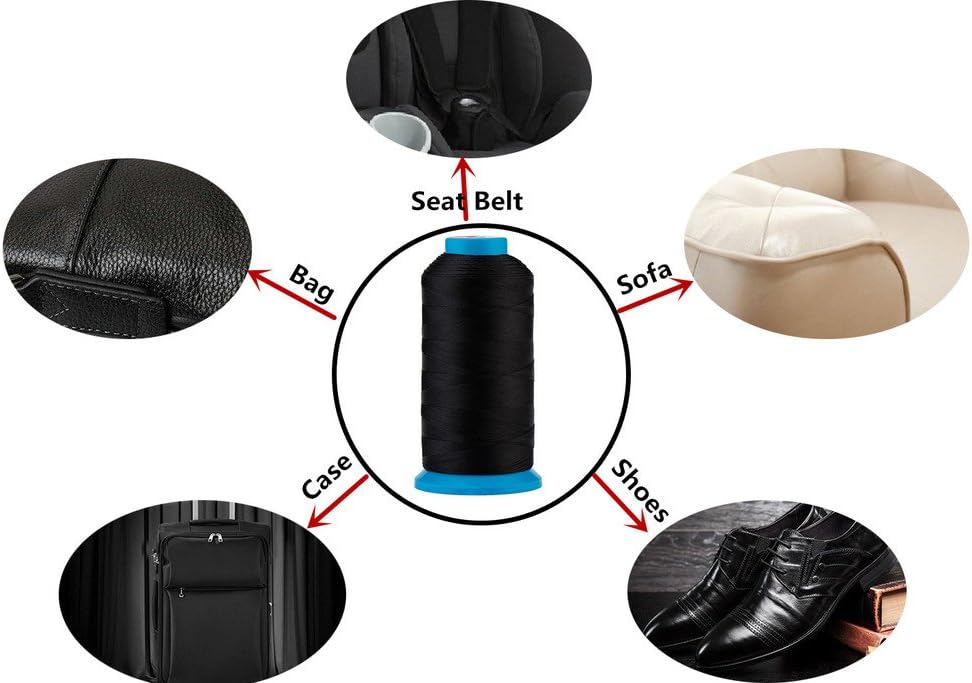 Selric [1500 Yards/Coated/No Unravel /22 Colors Available] Heavy Duty Bonded Nylon Threads #69 T70 Size 210D/3 for Upholstery, Leather and Other Heavy Fabric (Beige) - Image 2