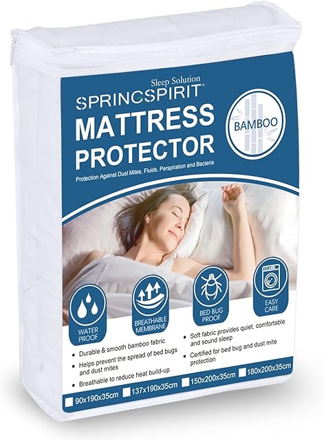King Size Mattress Protector Waterprrof, Bamboo Terry Towel Mattress Cover, Ultra Soft, Breathable,Soft and Smooth