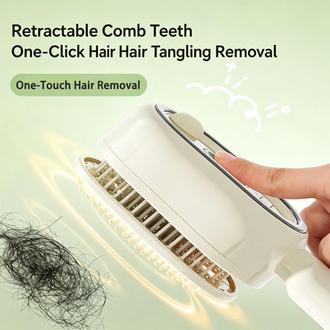 Electric Hair Brush Women with Water Spray, Vibration Misting Detangling Comb, Red Light Air Cushion Massage Brush for Wet & Dry Hair, Portable Home Spa Styling Tool (Beige)
