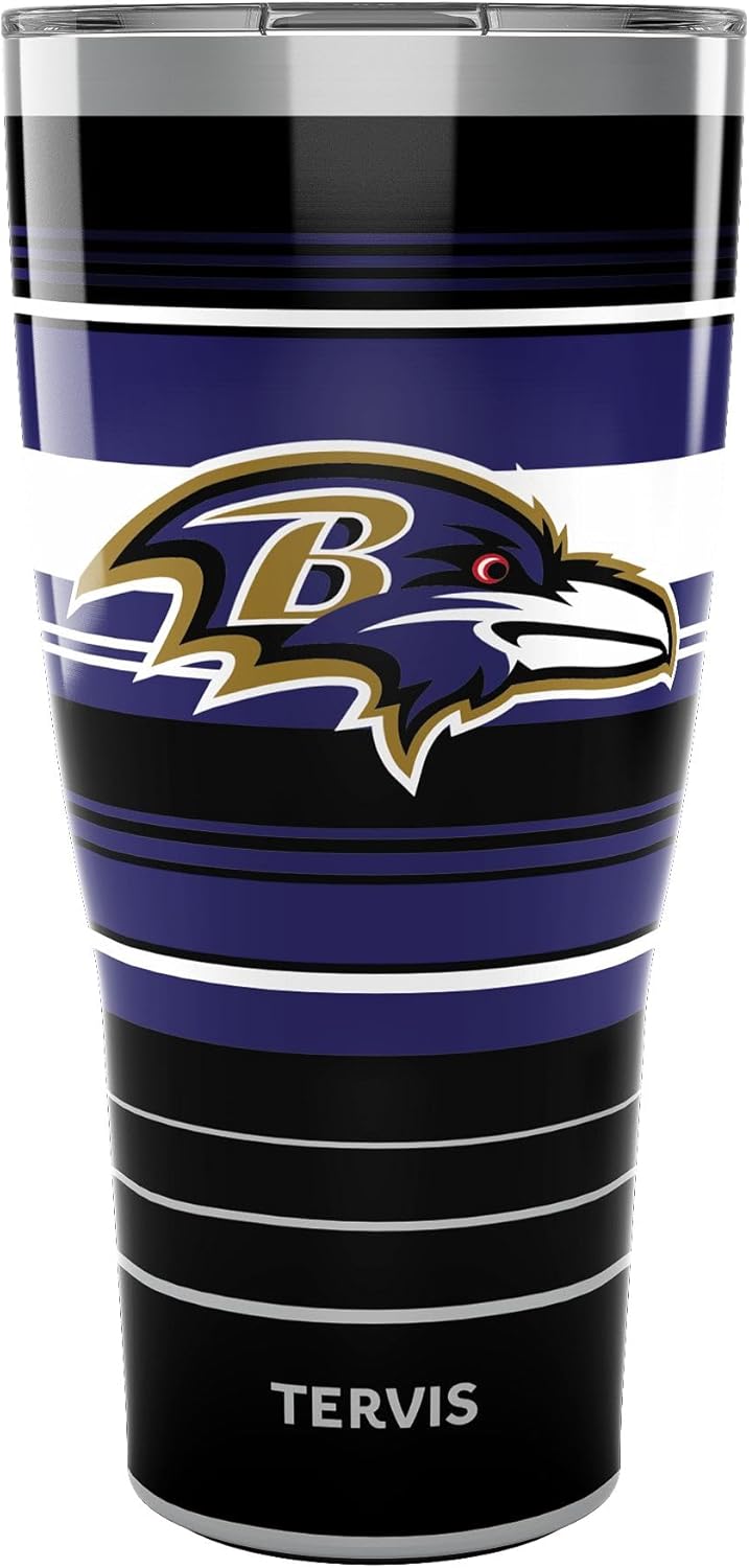 Tervis Traveler NFL Baltimore Ravens - Hype Stripes Triple Insulated Insulated Tumbler Travel Cup Keeps Drinks Cold & Hot, 30oz, Stainless Steel