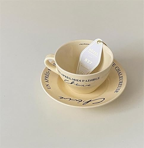 Miniatura 3 de 11.8 fl oz12oz Premium Crema Vintage Francés Taza De Café Y Plato Set Hogar Taza De Cerámica Taza Azul+Placa