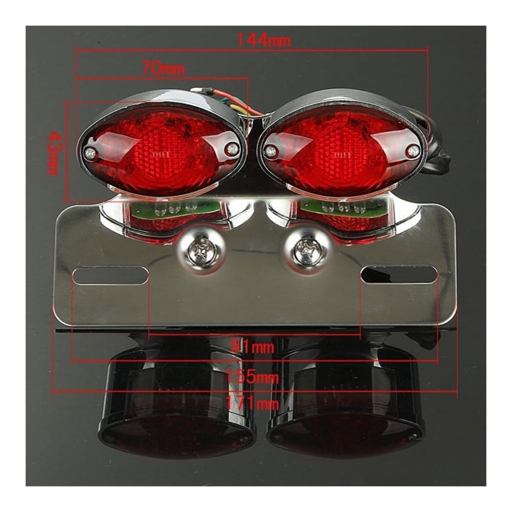 DAGMARA Moto Freno Luces Trasera Cola 1x Accesorios Modificados para Motocicleta, Luz Trasera LED, Placa de Freno, Luces Traseras, Intermitentes para Custom Personalizada