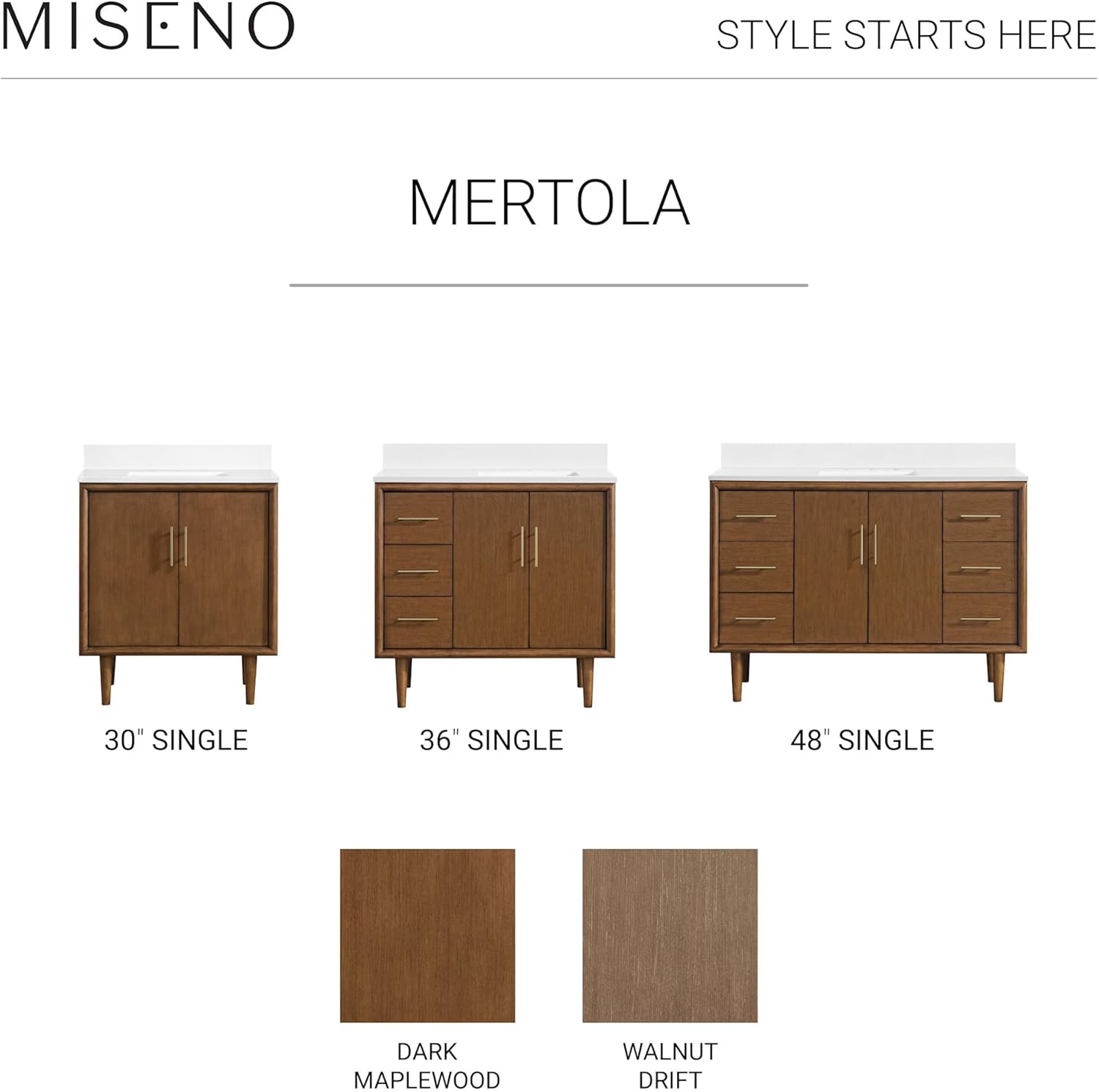 Miseno MV-N252-V48 Mertola 48" Free Standing Single Basin Vanity Set with Cabinet and Stone Composite Vanity Top - Walnut Drift