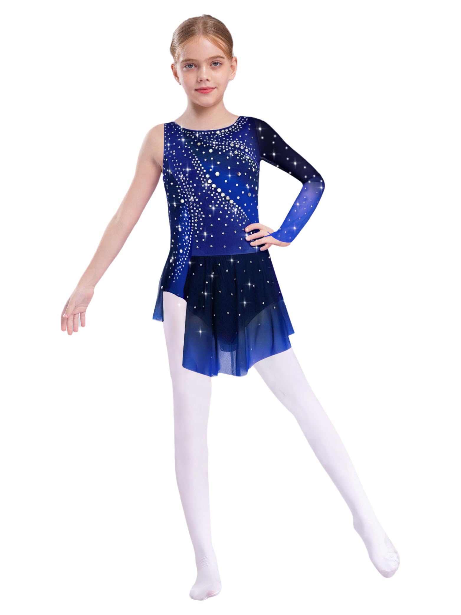 Costume Danza E Pattinaggio Per Ragazze - Body A Una Spalla Con Strass, Per Ginnastica E Spettacoli