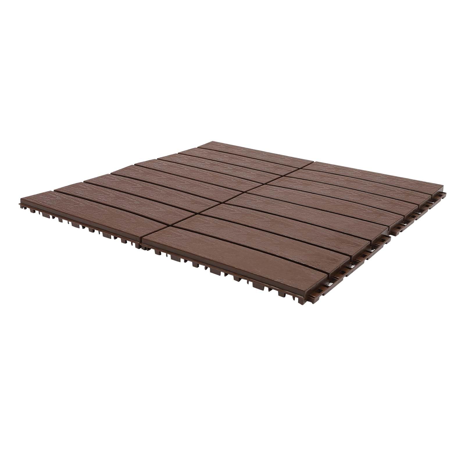 Lot de 10 lames de terrasse en polypropylène composite, 30 x 30 cm, pour balcon et terrasses, dalles de sol WPC avec système à clic (10)