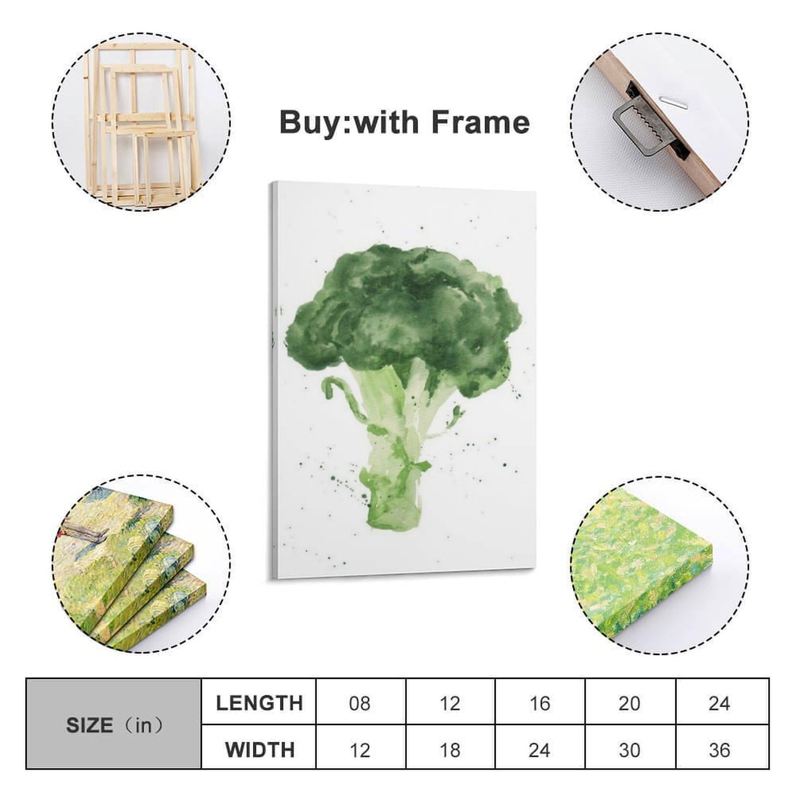 DLJGDS Free Style Aquarell Brokkoli Gemüse dekorative Malerei Leinwand Wandposter und moderne Familienschlafzimmer-Dekoration 50 x 75 cm