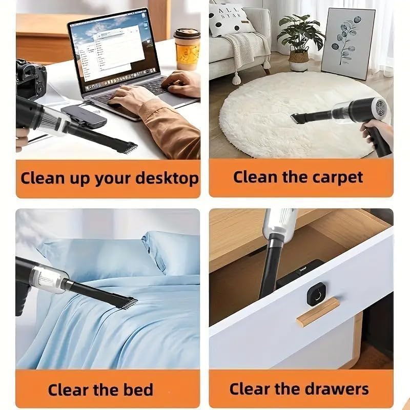 Image of Car Vacuum Cleaner 3 in 1 Cordless Handheld with 3 Attachments & Blower for Wet & Dry Cleaning for Home /Office /Car /Keyboard /Travel /Sofa