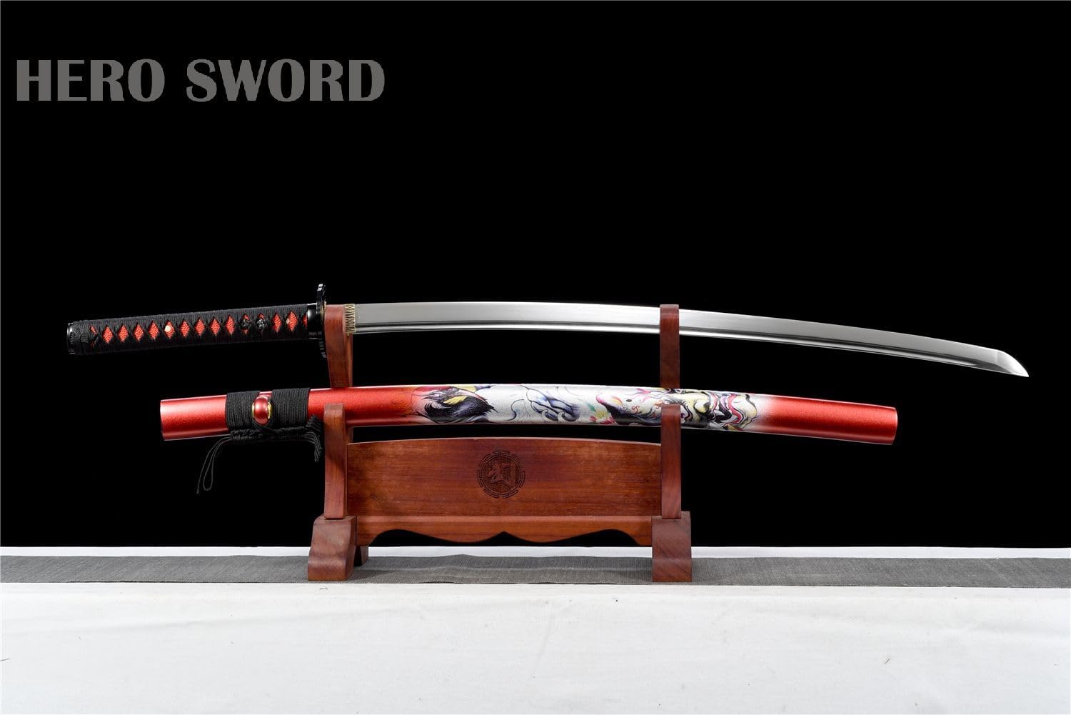 HERO SWORD Handmade Real Sharp Blue Katana Hand Forged 1095 High Carbon Steel Authentic Japanese Samurai Sword Full Tang Blade Combat Ready