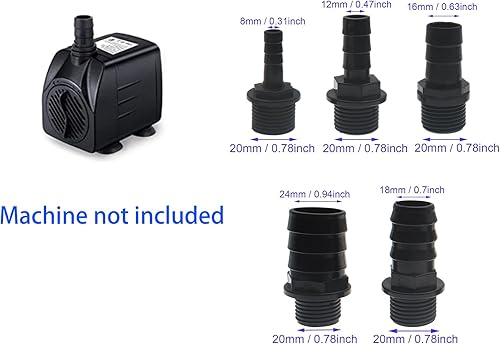 Miniatura 2 de FDXGYH Kit de boquillas de repuesto para bomba de fuente, adaptadores de 5 tamaños, boquillas de plástico para acuario, pecera, estanque, hidroponía
