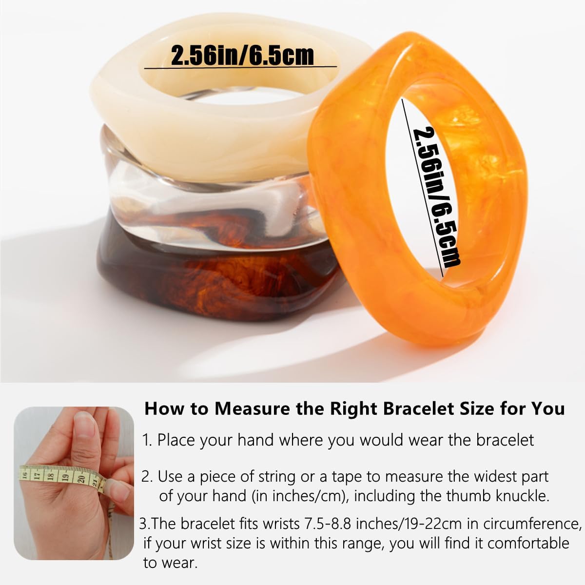 Acrylic Chunky Bangle Bracelets for Women, Irregular Punk Acrylic Resin Bangle Geometric Cuff Wide Wristband Bracelet Fashions Thick Acetate Statement Jewelry Set - Image 2