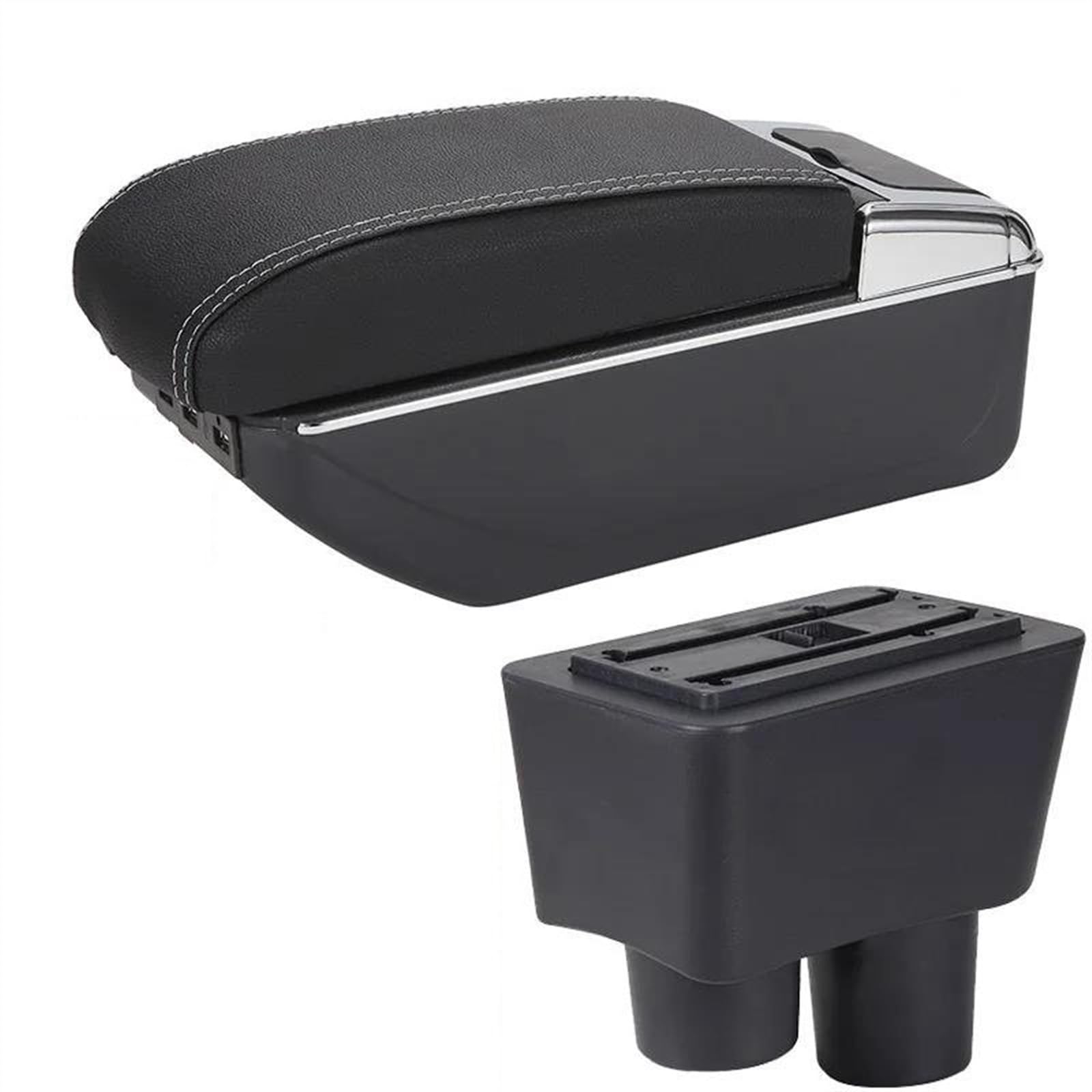 NOHEEU Rotatable Car Armrest Box Storage Accessories Interior Details Retrofit Parts For Almera For Versa(A3 Black white 7USB)