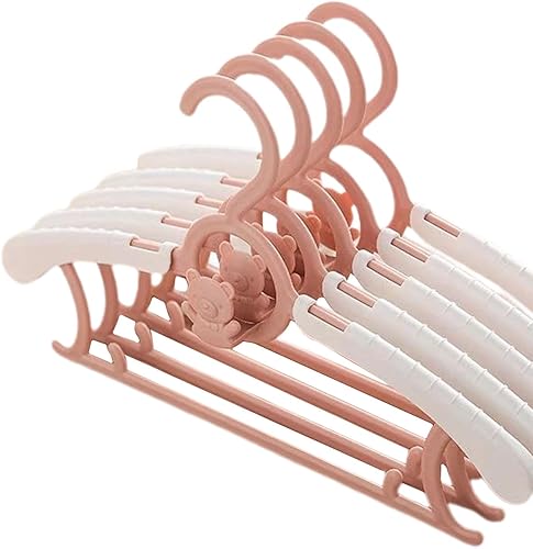 Miniatura 4 de KLKCMS 5 perchas ajustables para guarderías, perchas multifuncionales para ropa de recién nacidos, para guardería, color rosa