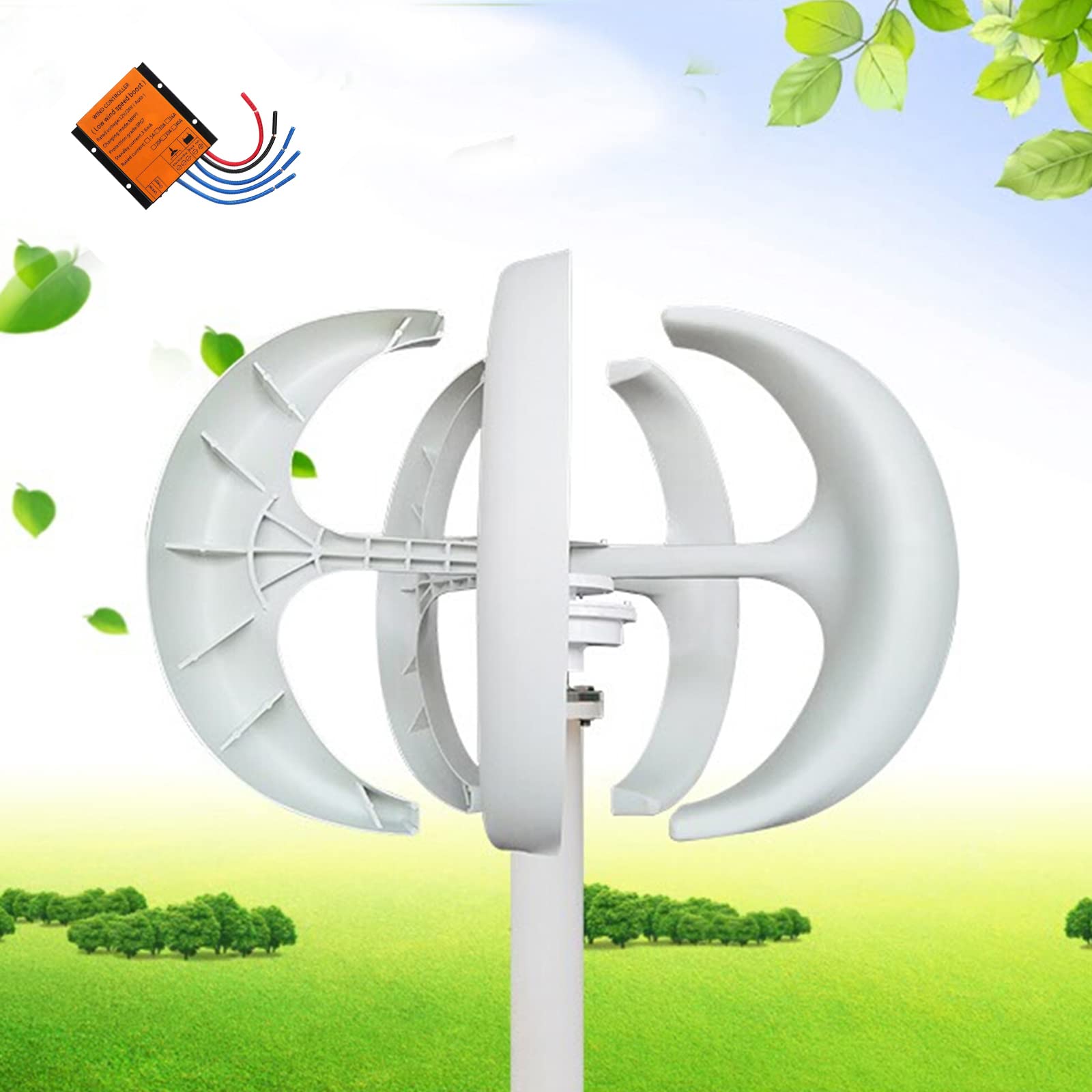 Buy 10000W White Vertical Lantern Wind Turbine Generator, 12V 24V 48V