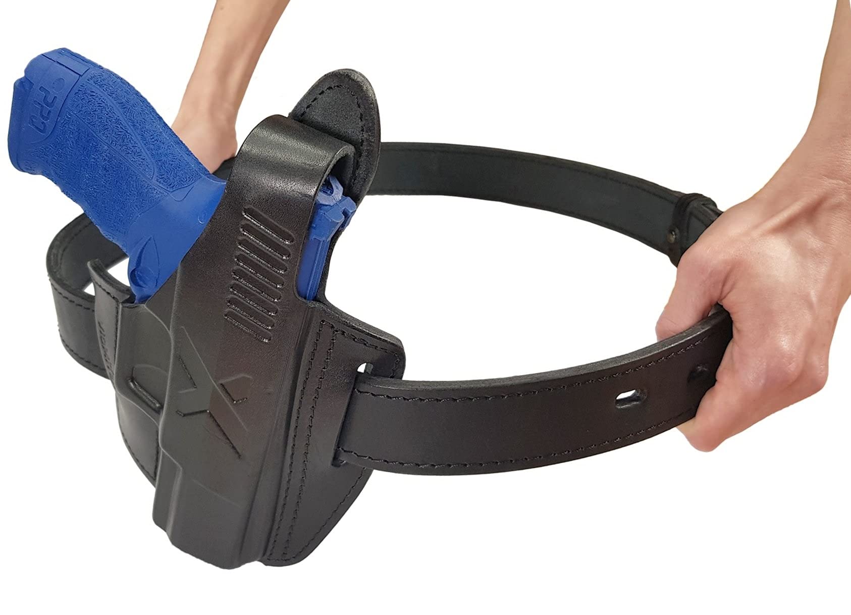 VlaMiTex Cintura per Armi Cintura Fondina Larga 40 mm in Pelle